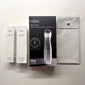 NEW Unopened Nira Pro+ Laser, Hyaluronic Acid Serum, Peptide Cream, and Case